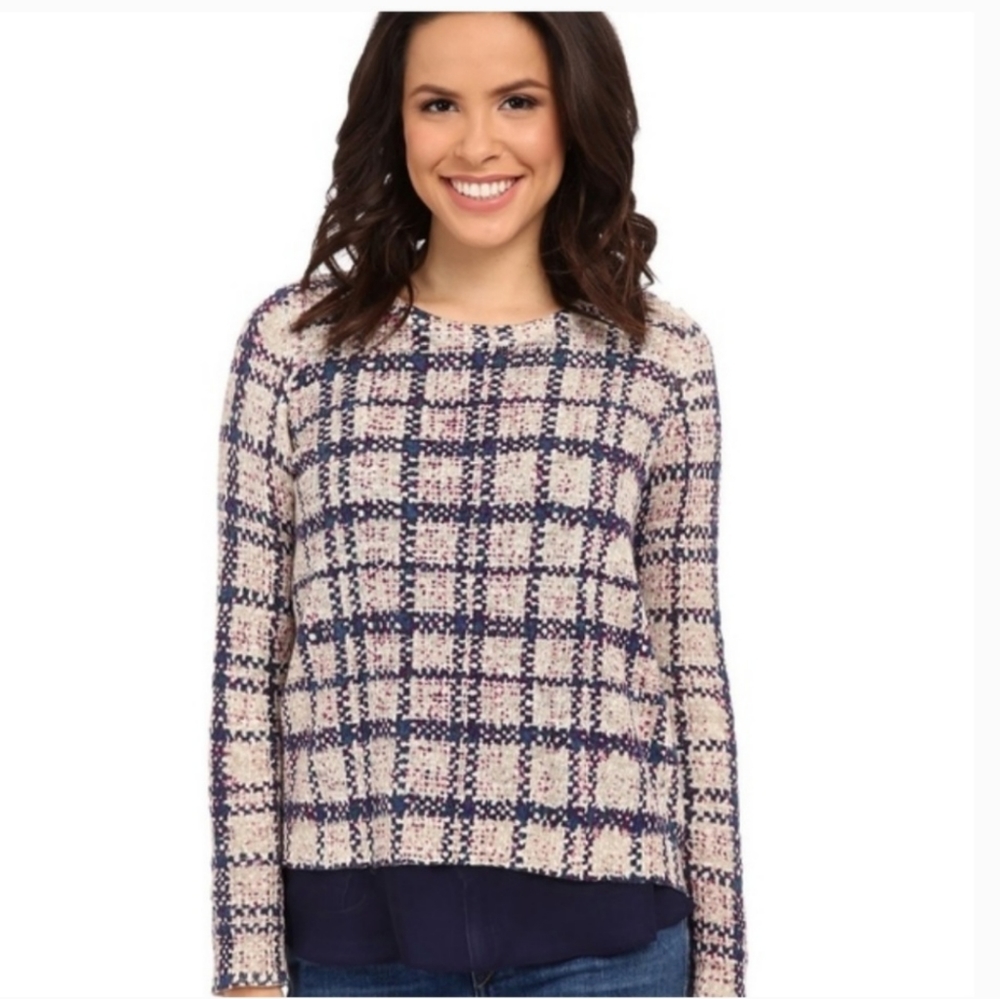 Lucky Brand | layered tulle plaid sweater